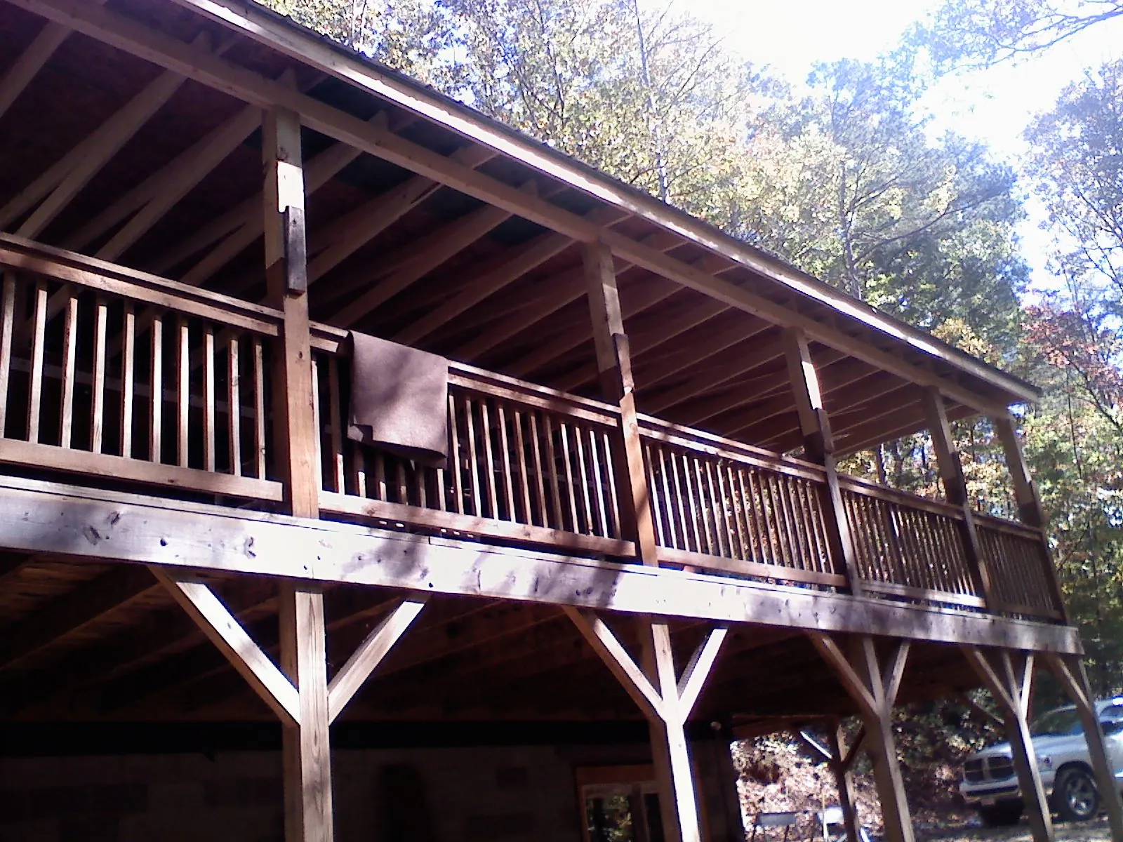Timber framing under a new elevated porch and deck — Roof Leak Repair in Leesville by Roofing Brothers